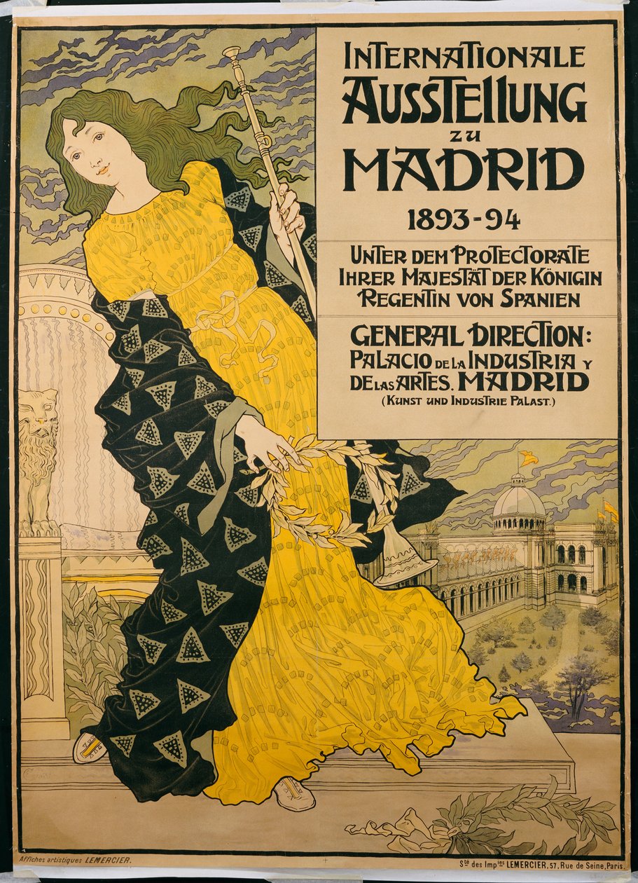 Mainosjuliste "Kansainvälinen näyttely Madridissa", 1893 tekijältä Eugene Grasset