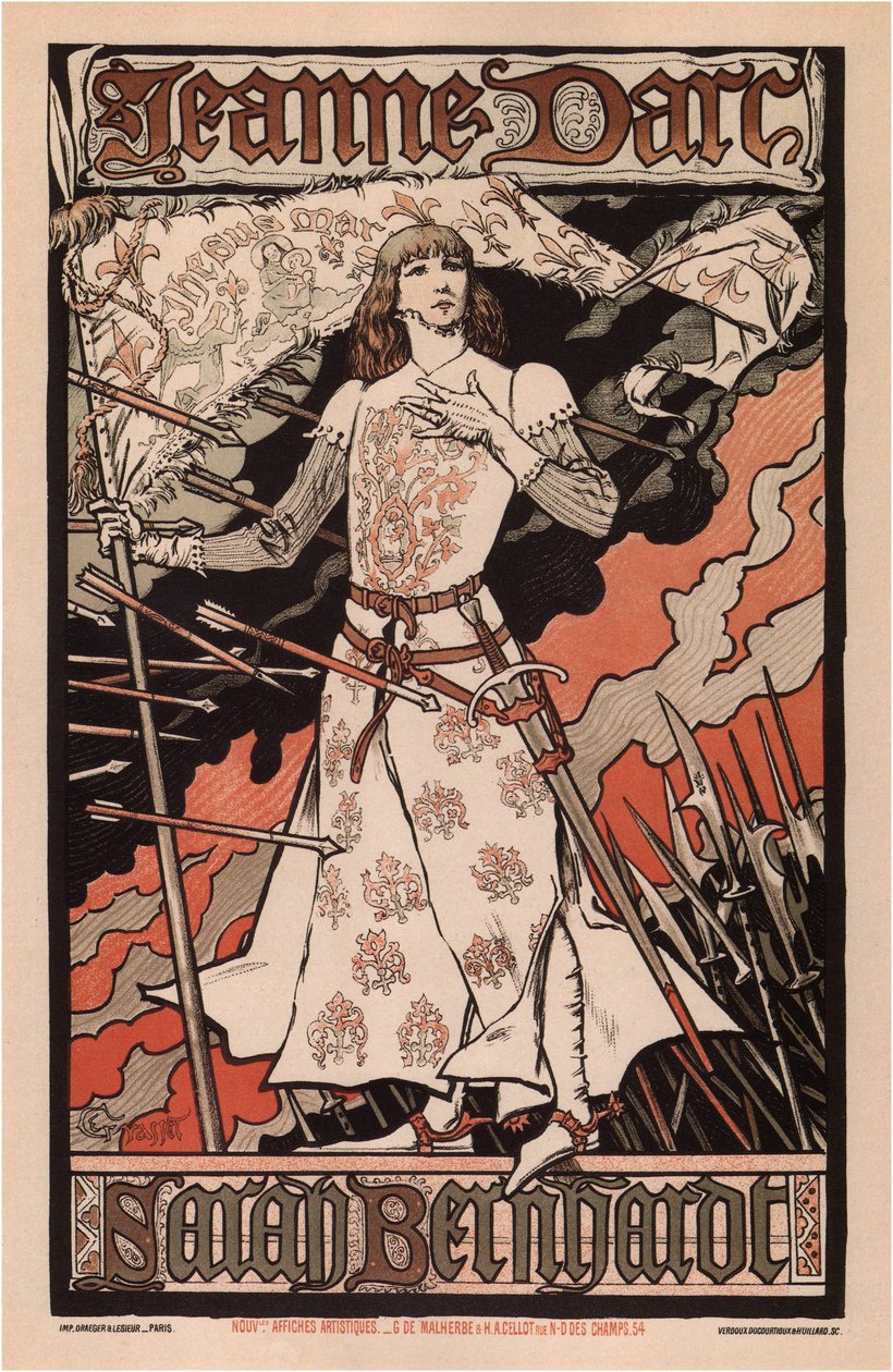 Sarah Bernhardt Jeanne of Arcina, 1893 tekijältä Eugene Grasset