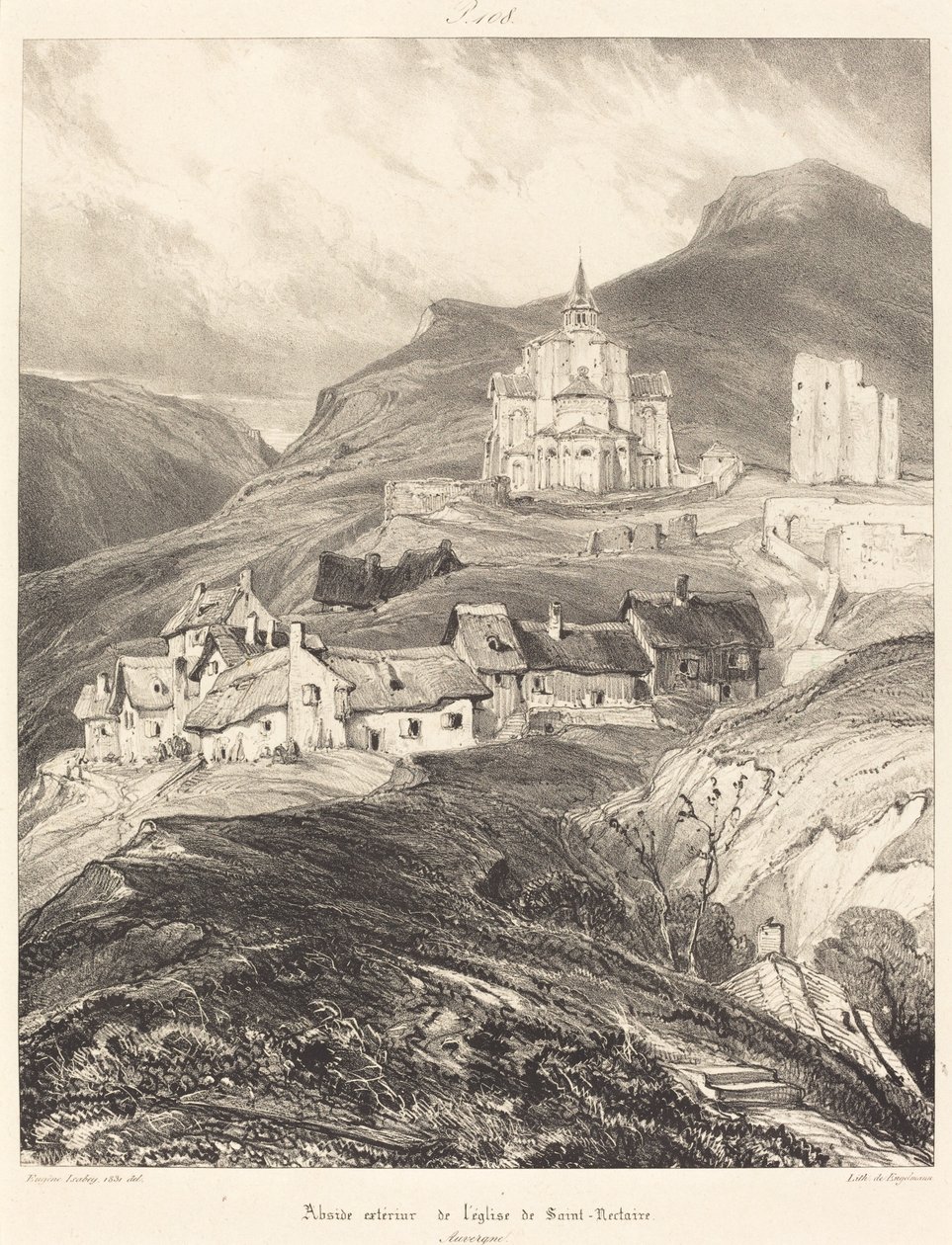 Saint-Nectairen kirkon apse tekijältä Eugene Isabey