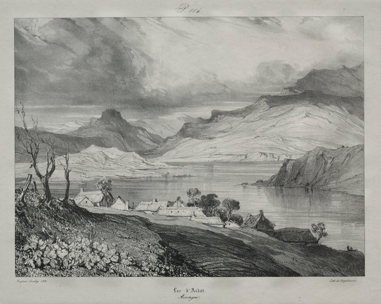 Auvergne: Lake of Aidat, Auvergne, 1831. tekijältä Eugene Isabey