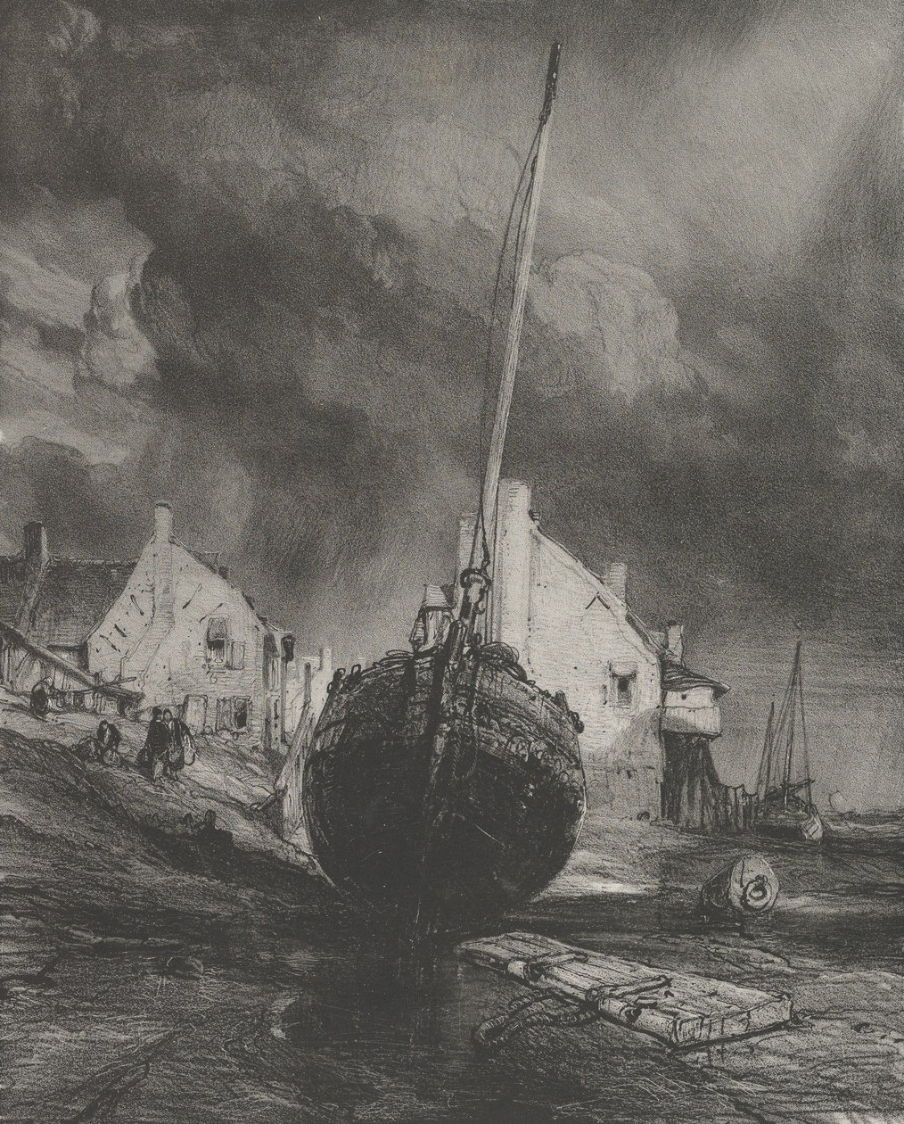 Saint-Valéry-sur-Sommen muisto, 1833. tekijältä Eugene Isabey