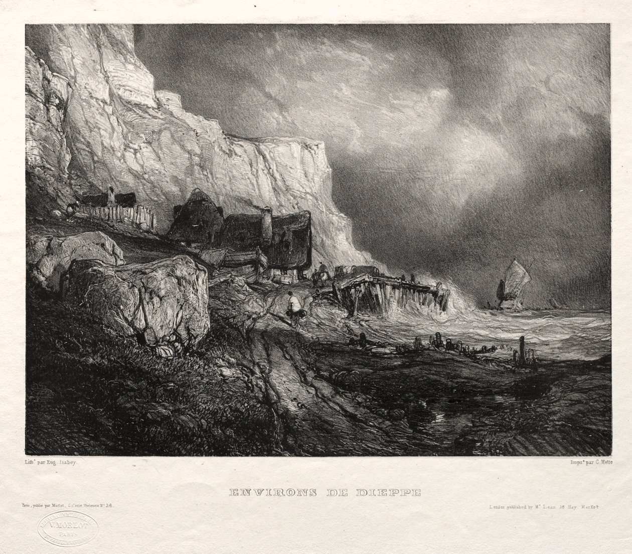 Kuusi merijalkaväkeä: Dieppen ympäristö, 1833. tekijältä Eugene Isabey