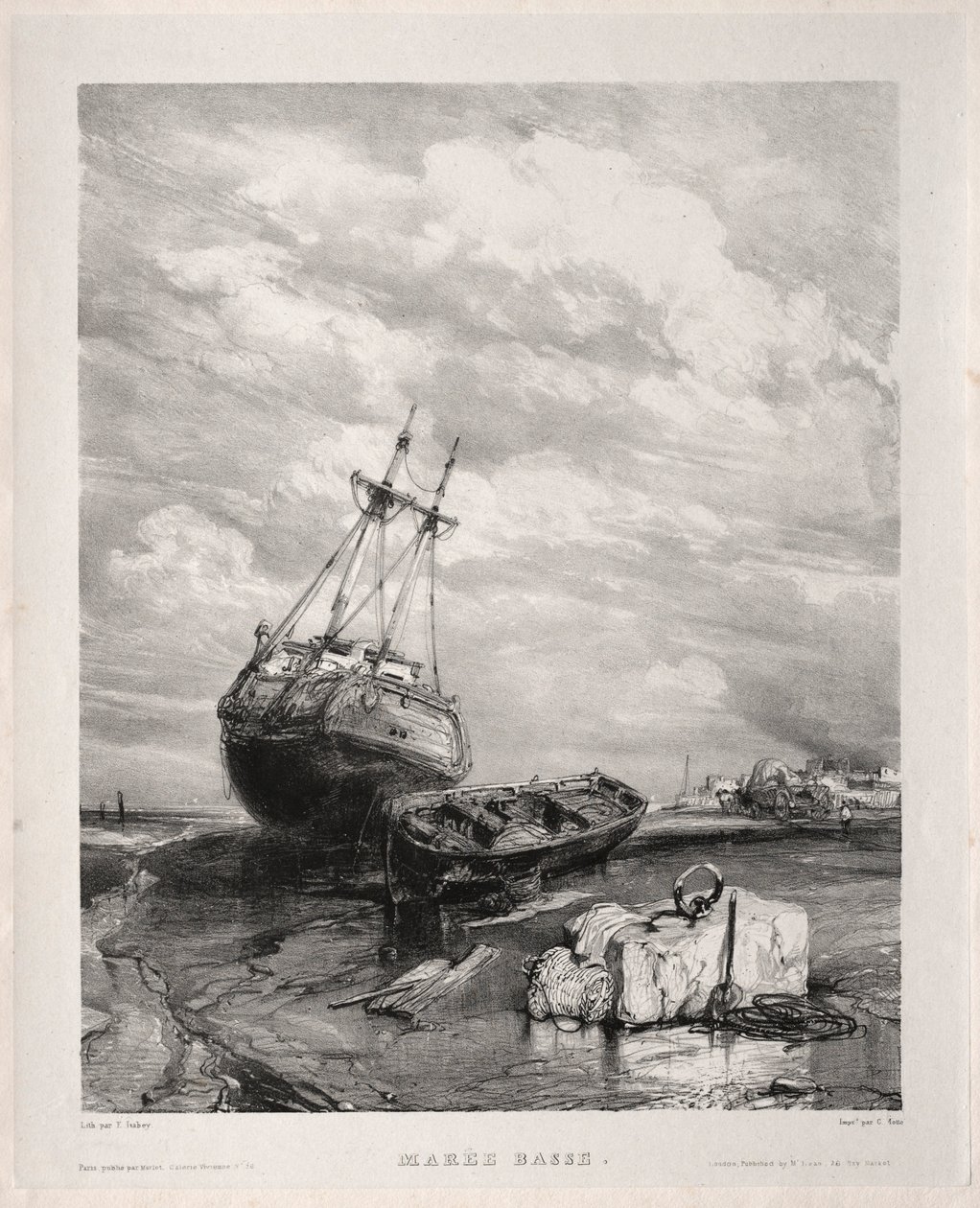 Kuusi merijalkaväkeä: Laskuvesi, 1833. tekijältä Eugene Isabey
