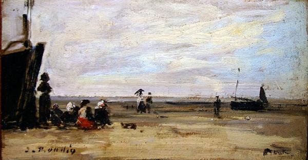 Rantanäkymä (öljyä aluksella) tekijältä Eugene Louis Boudin