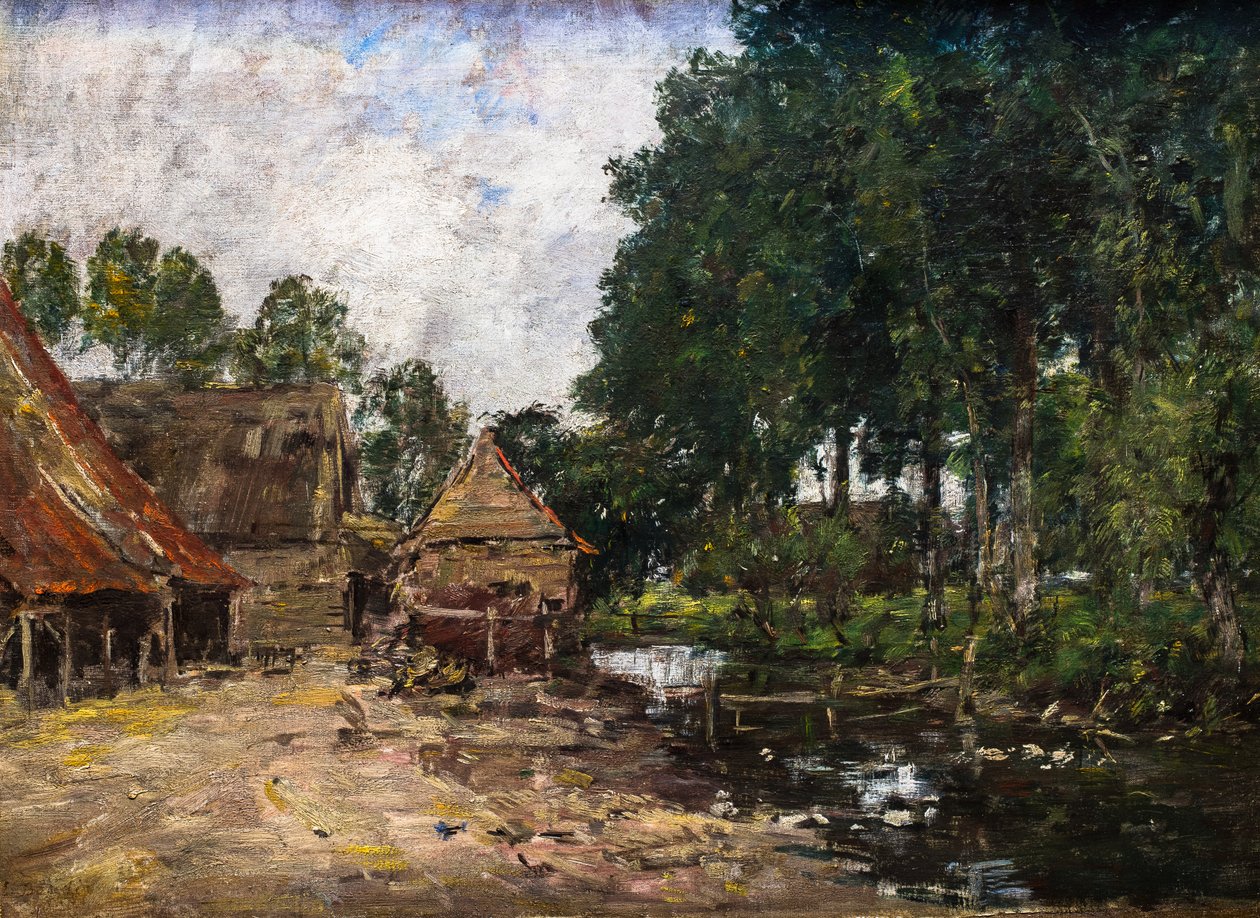 Maatilan piha tekijältä Eugene Louis Boudin