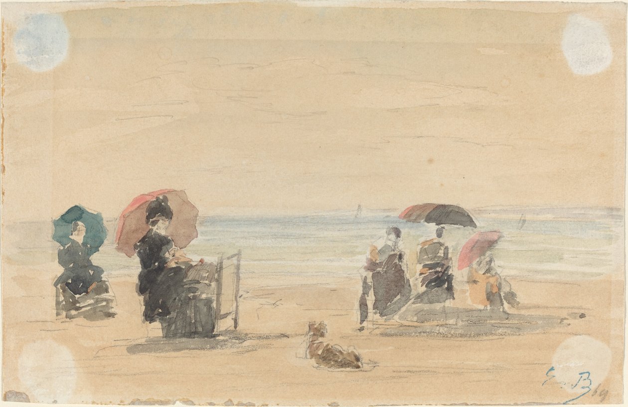 Aurinkovarjot, Trouville, 1869. tekijältä Eugene Louis Boudin