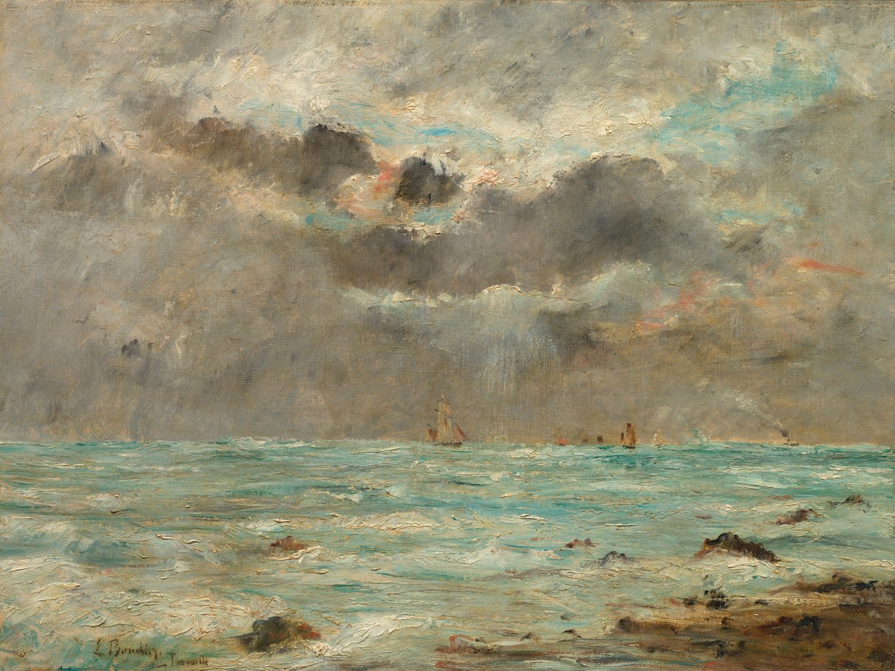 Trouvillen rannikko, n. 1865-1900. tekijältä Eugene Louis Boudin