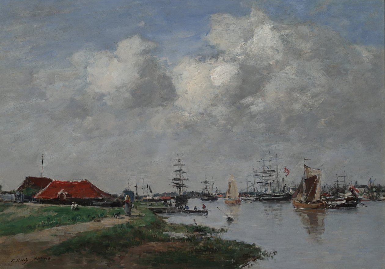 Escaut-joki Antwerpenissä, n. 1871-74 tekijältä Eugene Louis Boudin