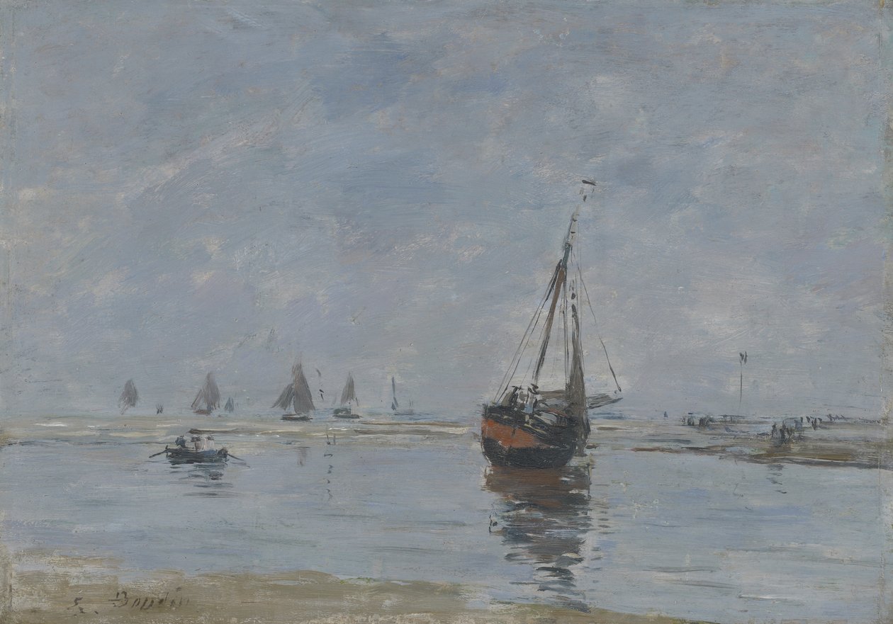 Trouville laskuveden aikaan, n. 1888-1895 tekijältä Eugene Louis Boudin