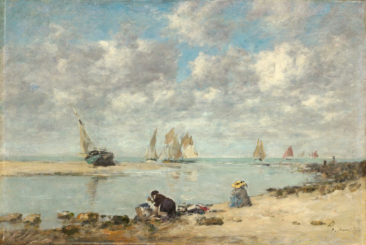 Pesukone lähellä Trouvilleä, n. 18721876. tekijältä Eugene Louis Boudin
