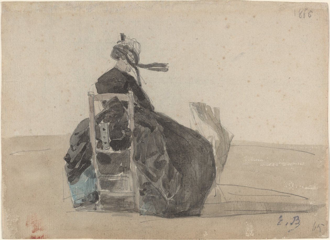 Dama asseguda de negre, Trouvillefinnish tekijältä Eugène Boudin