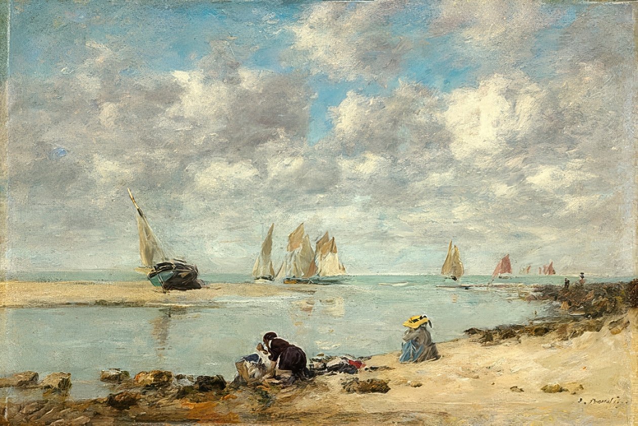 Pesukone lähellä Trouvilleä. 1872/1876 tekijältä Eugene Louis Boudin