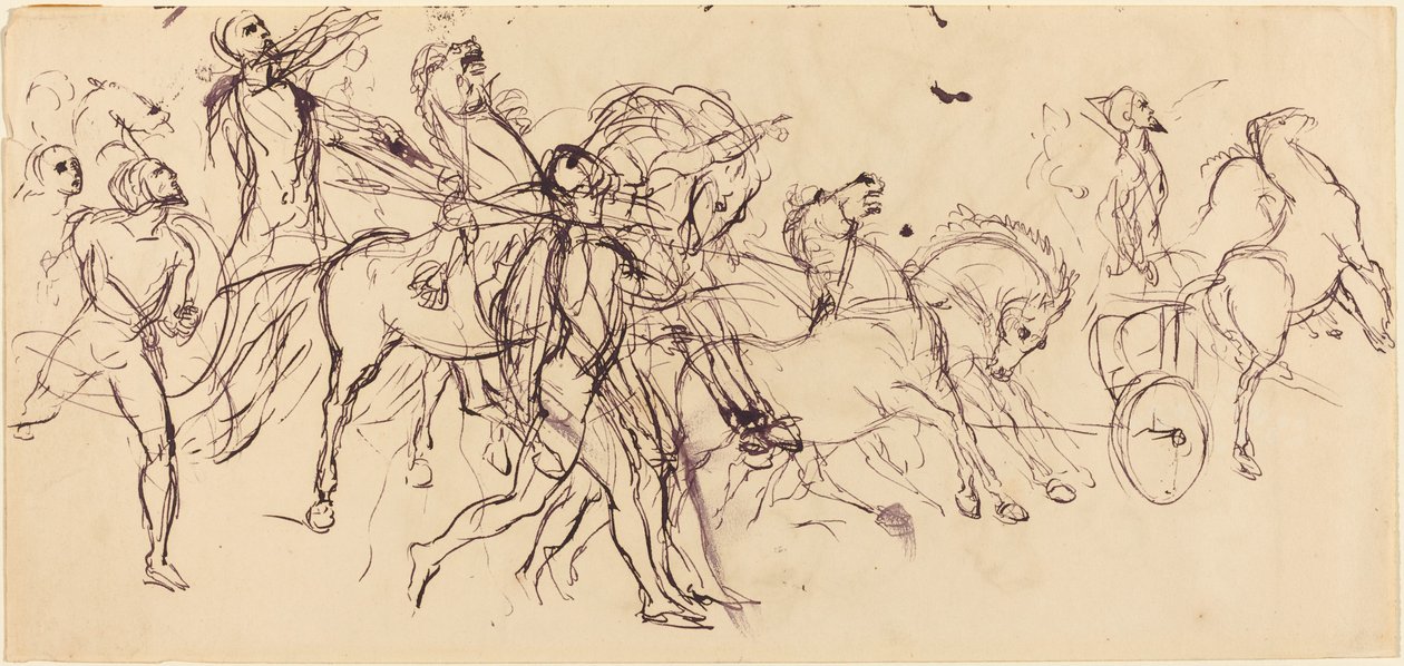 Vaununkuljettajat recto ja verso. tekijältä Eugène Delacroix