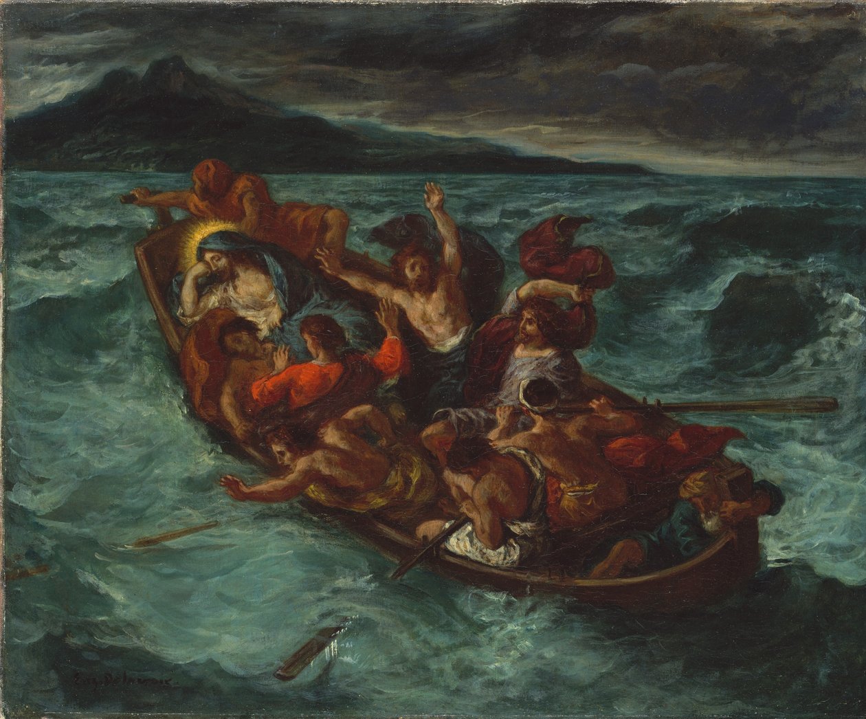 Kristus nukkuu myrskyn aikana tekijältä Eugène Delacroix