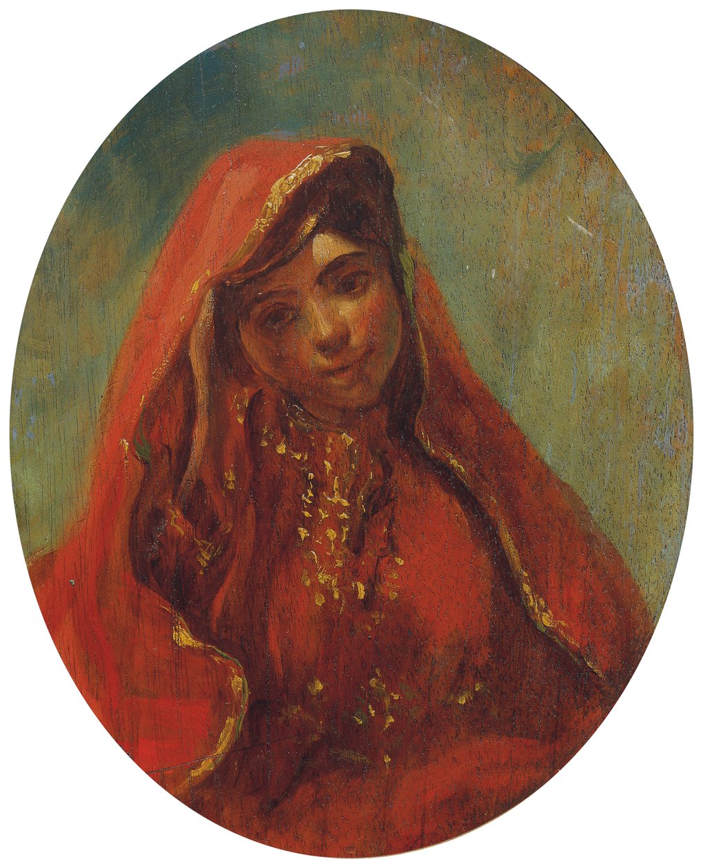 Marokon naisen puolihahmo tekijältä Eugène Delacroix