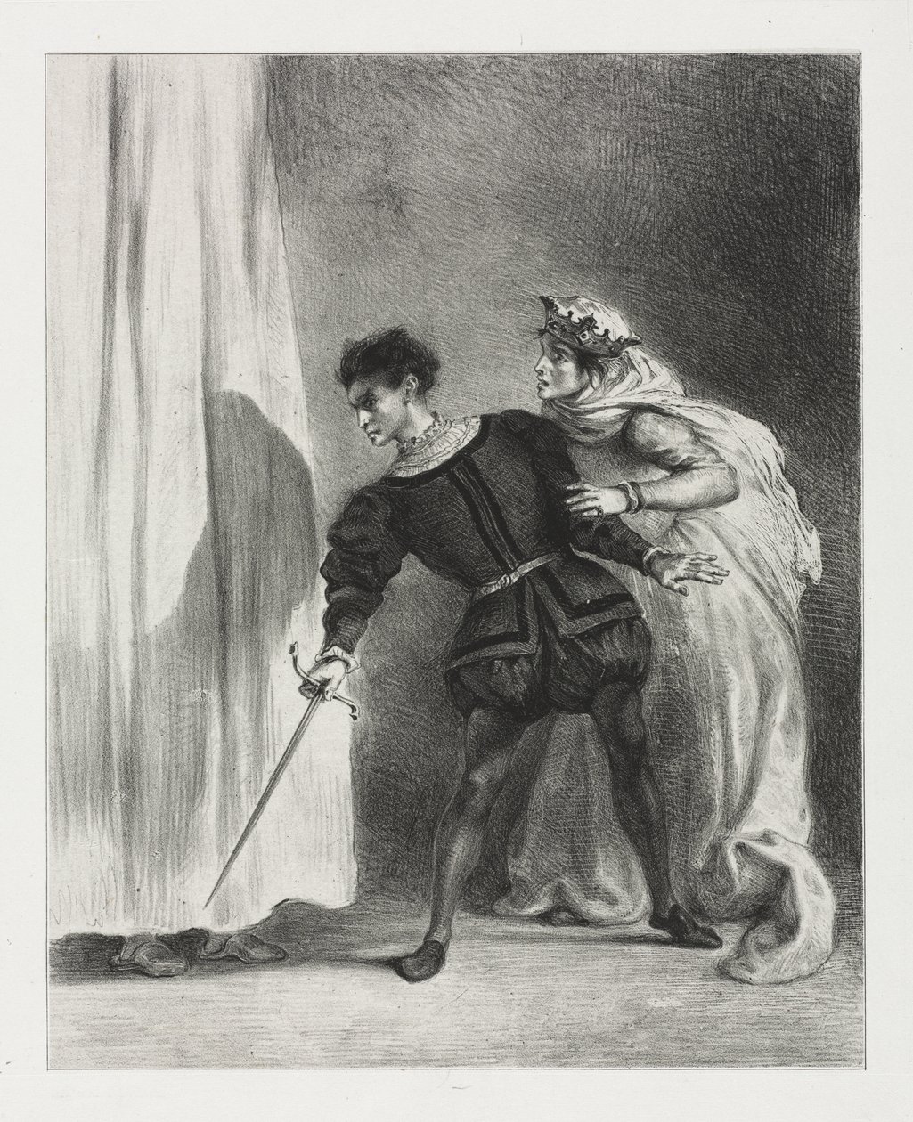 Hamlet: Poloniuksen murha tekijältä Eugène Delacroix
