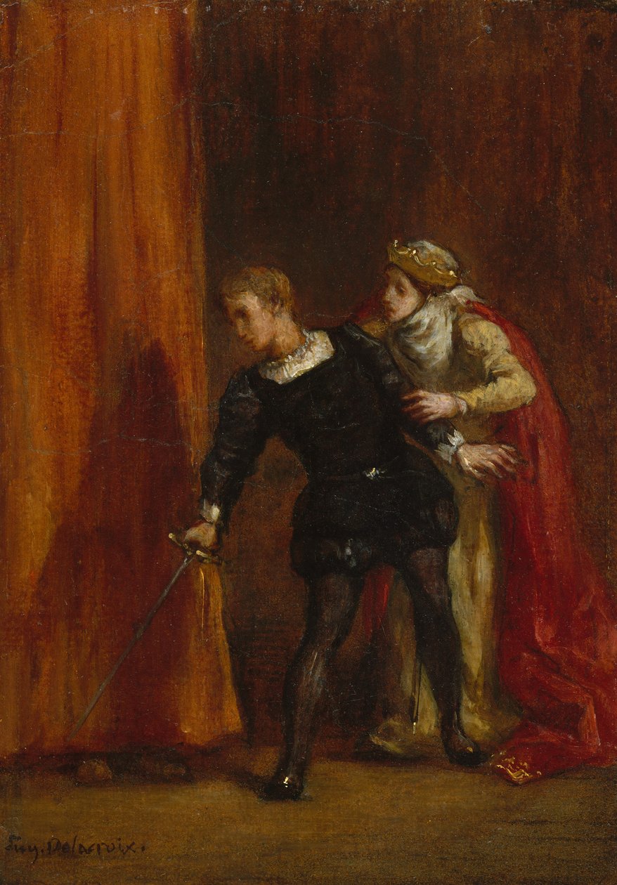 Hamlet ja hänen äitinsä, 1849. tekijältä Ferdinand Victor Eugene Delacroix