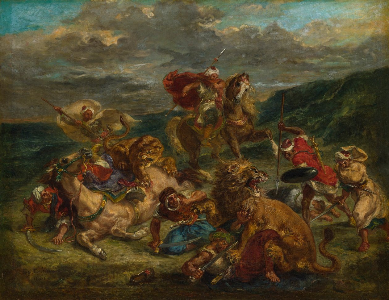 Leijonajahti tekijältä Eugène Delacroix