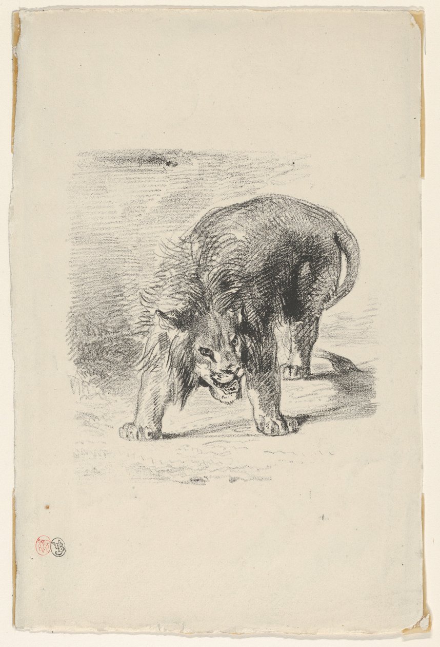 Leijona seisoo, 1833, 1833. tekijältä Eugène Delacroix