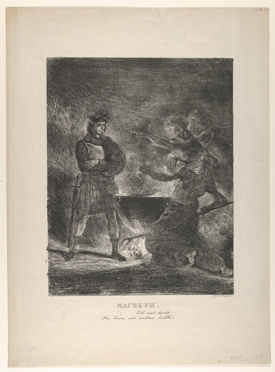 Macbeth Consulting the Witches, 1825, 1825. tekijältä Eugène Delacroix