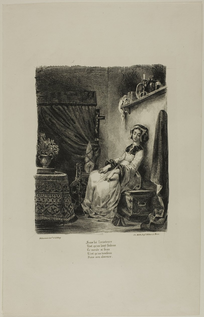Marguerite pyörivässä pyörässä, Faustista tekijältä Eugène Delacroix