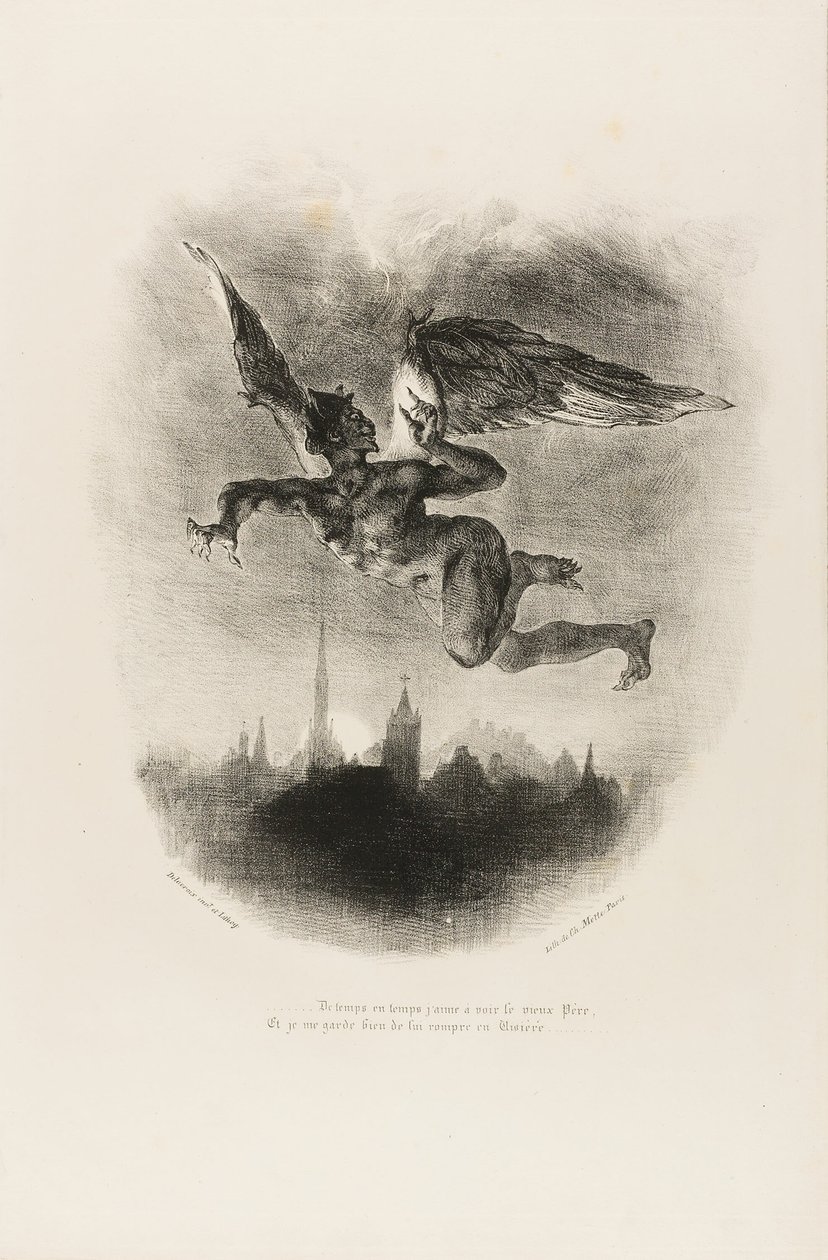 Mephistopheles Flying, Faustilta tekijältä Eugène Delacroix