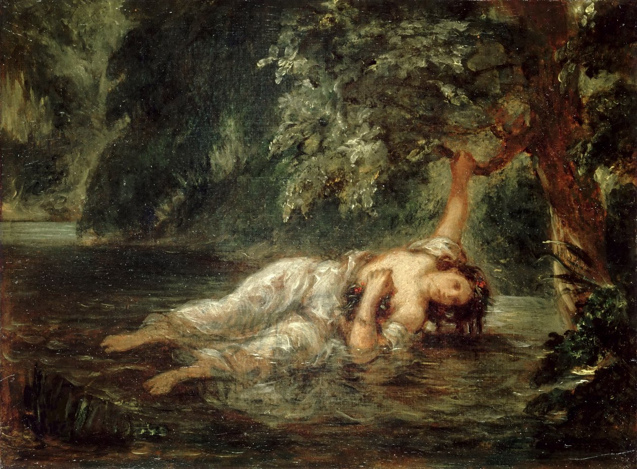 Ophelian kuolema, 1853. tekijältä Eugène Delacroix