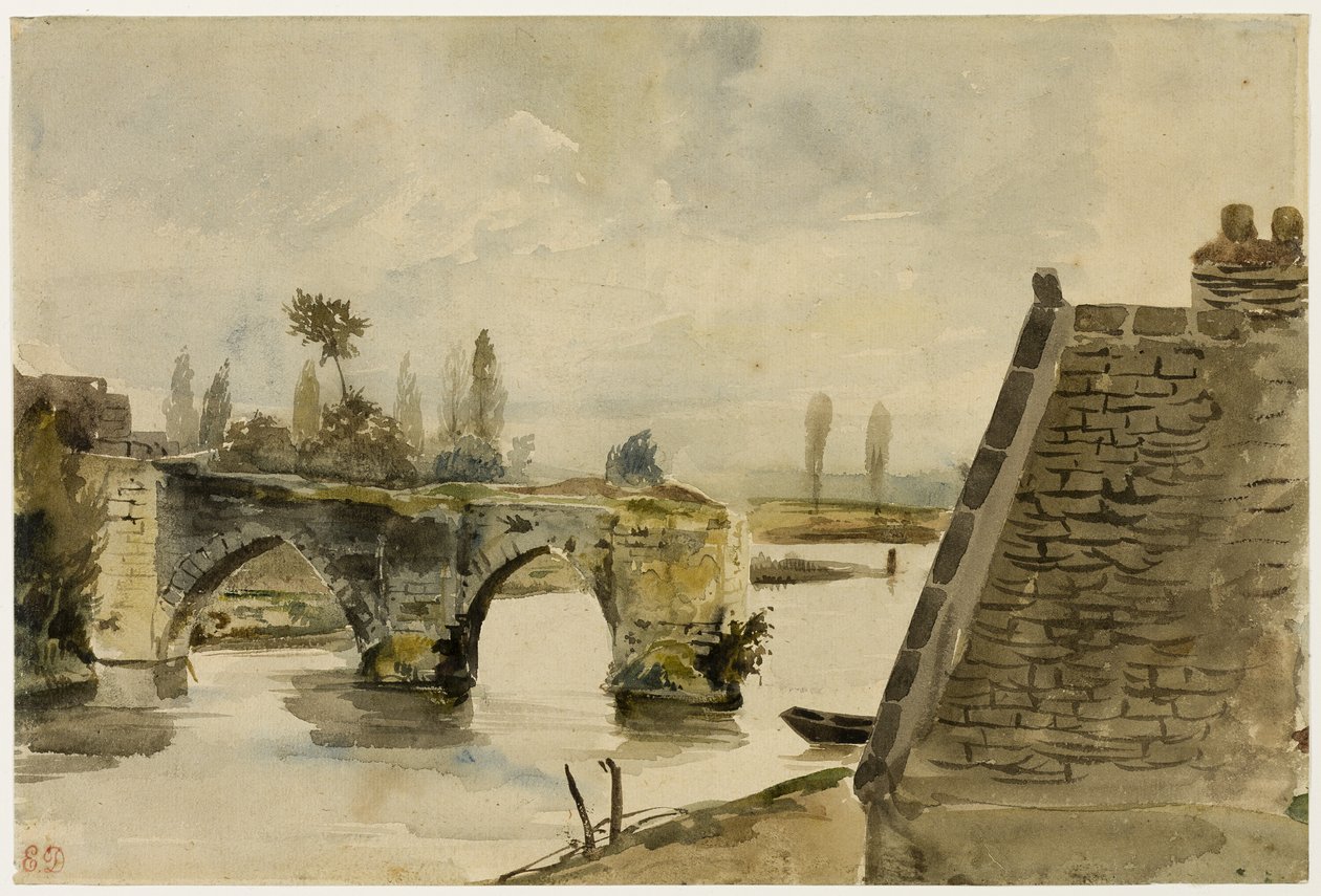 Vanha silta Nantesissa tekijältä Eugène Delacroix