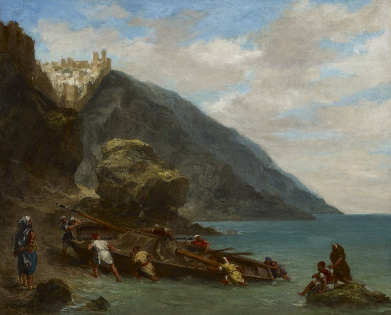 Näkymä Tangeriin merenrannalta tekijältä Eugène Delacroix
