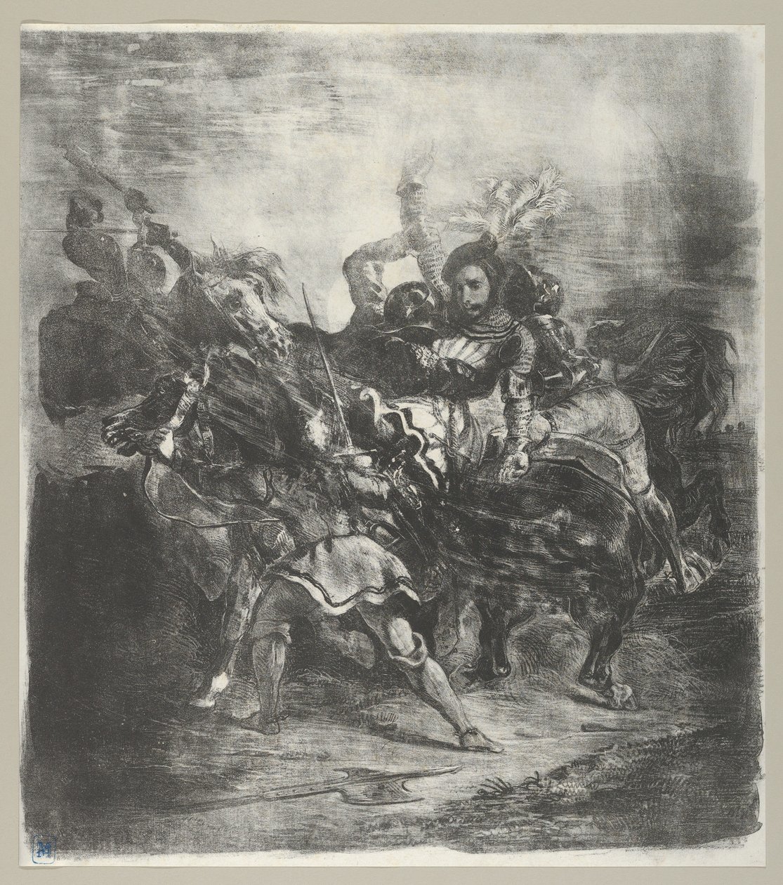 Goetzin miehet hyökkäsivät Weislingeniin 1836-43, 1836-43. tekijältä Eugène Delacroix