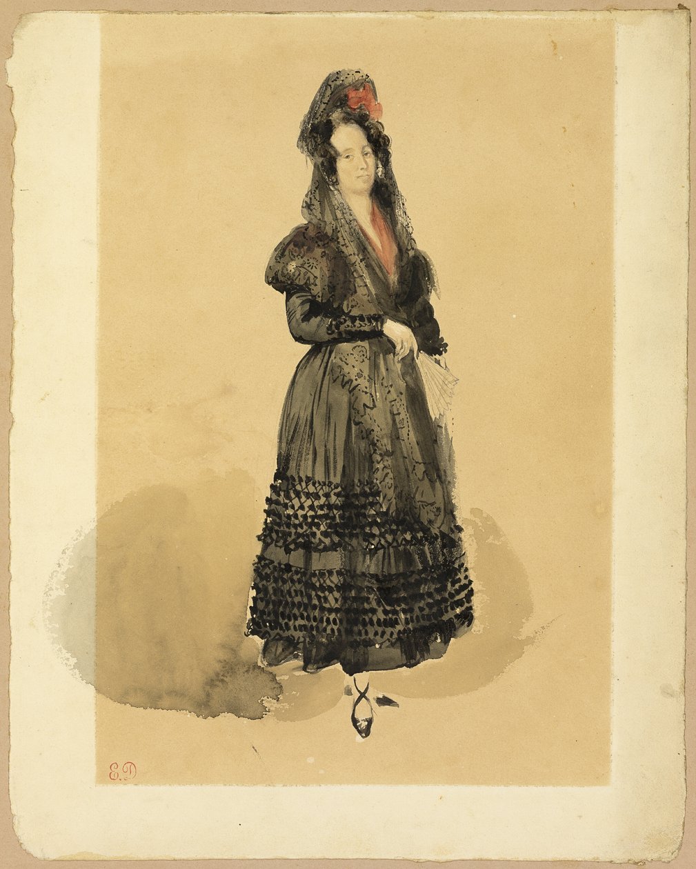 Nuori espanjalainen nainen Manolan puvussa tekijältä Eugène Delacroix