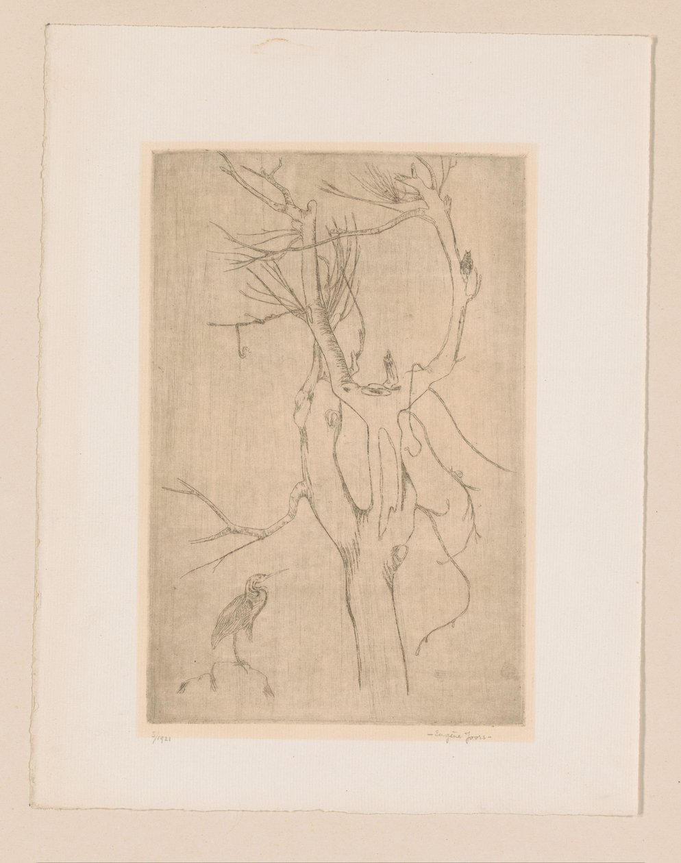Puu ja haikara tekijältä Eugène Joors (signed by artist)