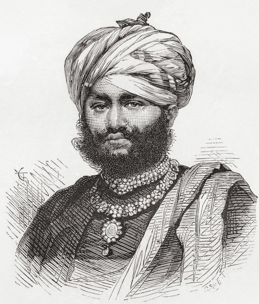 Maharao Pragmalji II, kuvitus teoksesta "El Mundo en la Mano", julkaistu 1878 tekijältä European School