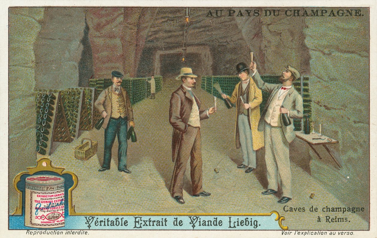 Samppanja, Liebig-kortti, 1900-luvun alku (kromo) tekijältä European School