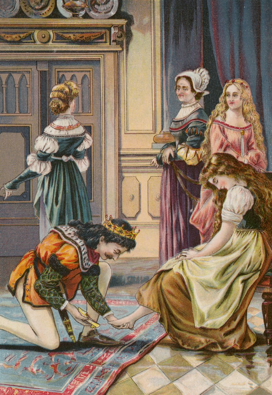 Grimmin tarinat: Tuhkimo (chromolitho) tekijältä European School
