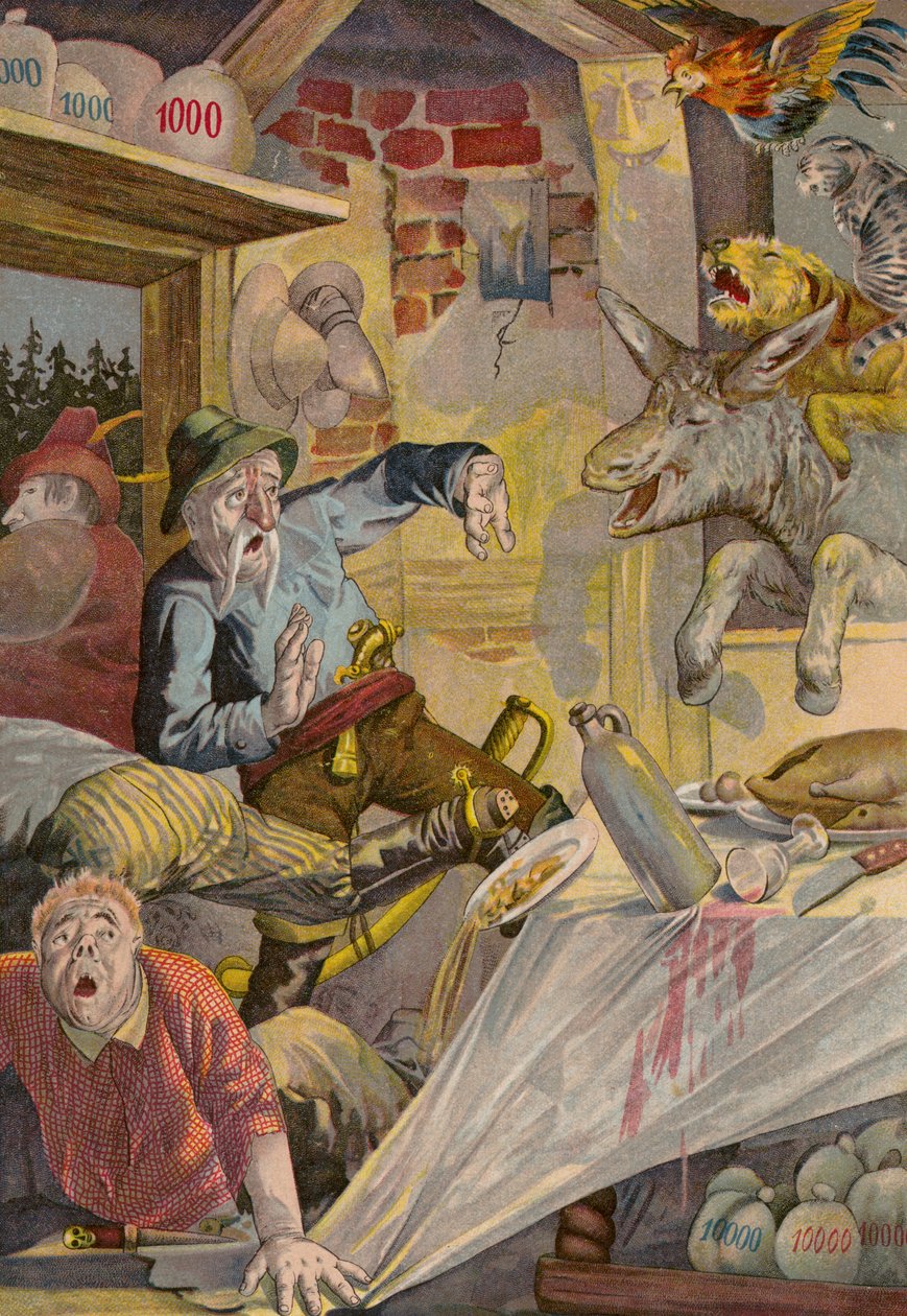 Grimmin tarinat: Bremenin muusikot (chromolitho). tekijältä European School
