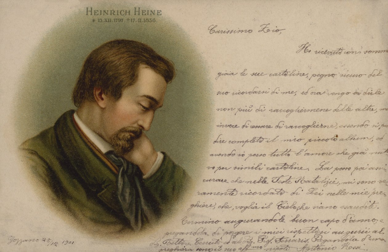 Heinrich Heine, saksalainen runoilija (chromolitho) tekijältä European School