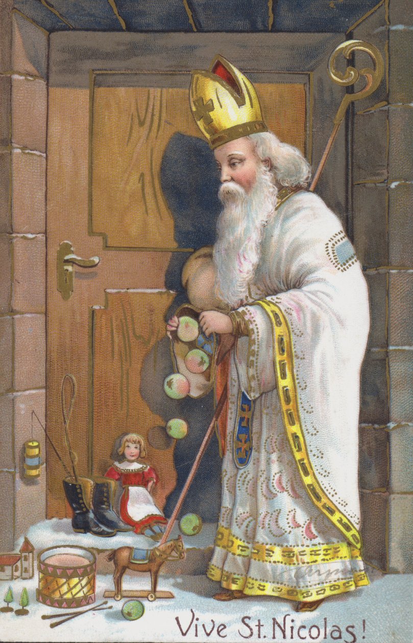 Pyhän Nikolauksen päivän kortti (chromolitho) tekijältä European School