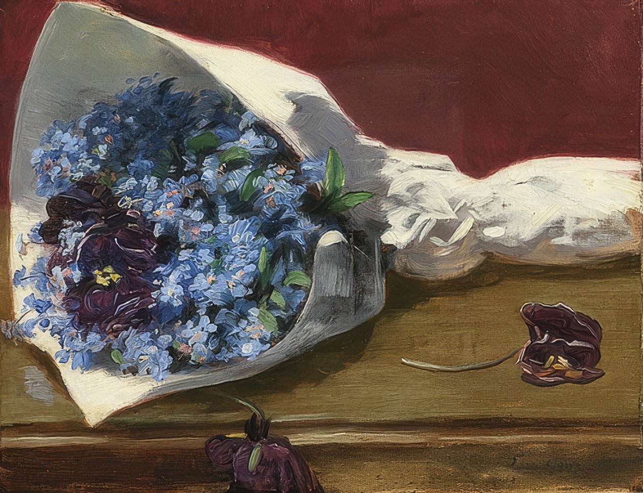 Kukkakimppu (Bouquet de fleurs). Noin 1874 tekijältä Eva Gonzalès