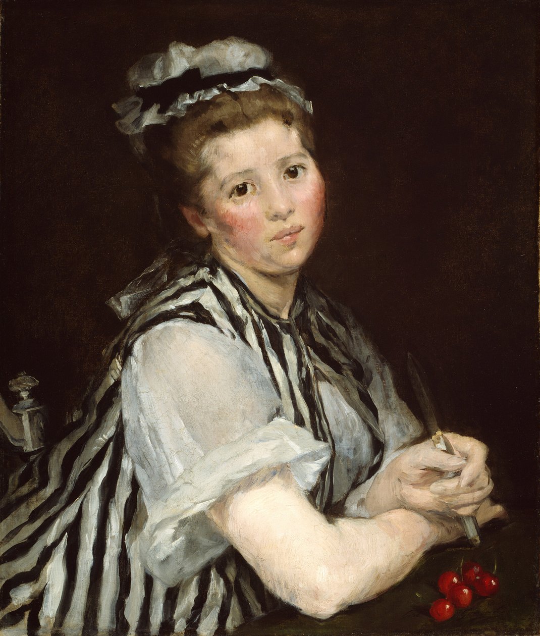 Tyttö kirsikoilla, c. 1870. tekijältä Eva Gonzalès