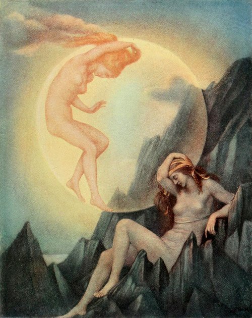 Nukkuva maa ja laskeva kuu tekijältä Evelyn De Morgan