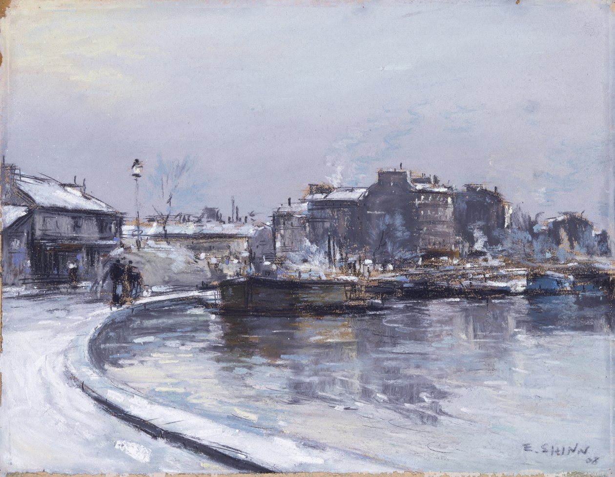 Seinen rannalla (pastelli paperille) tekijältä Everett Shinn