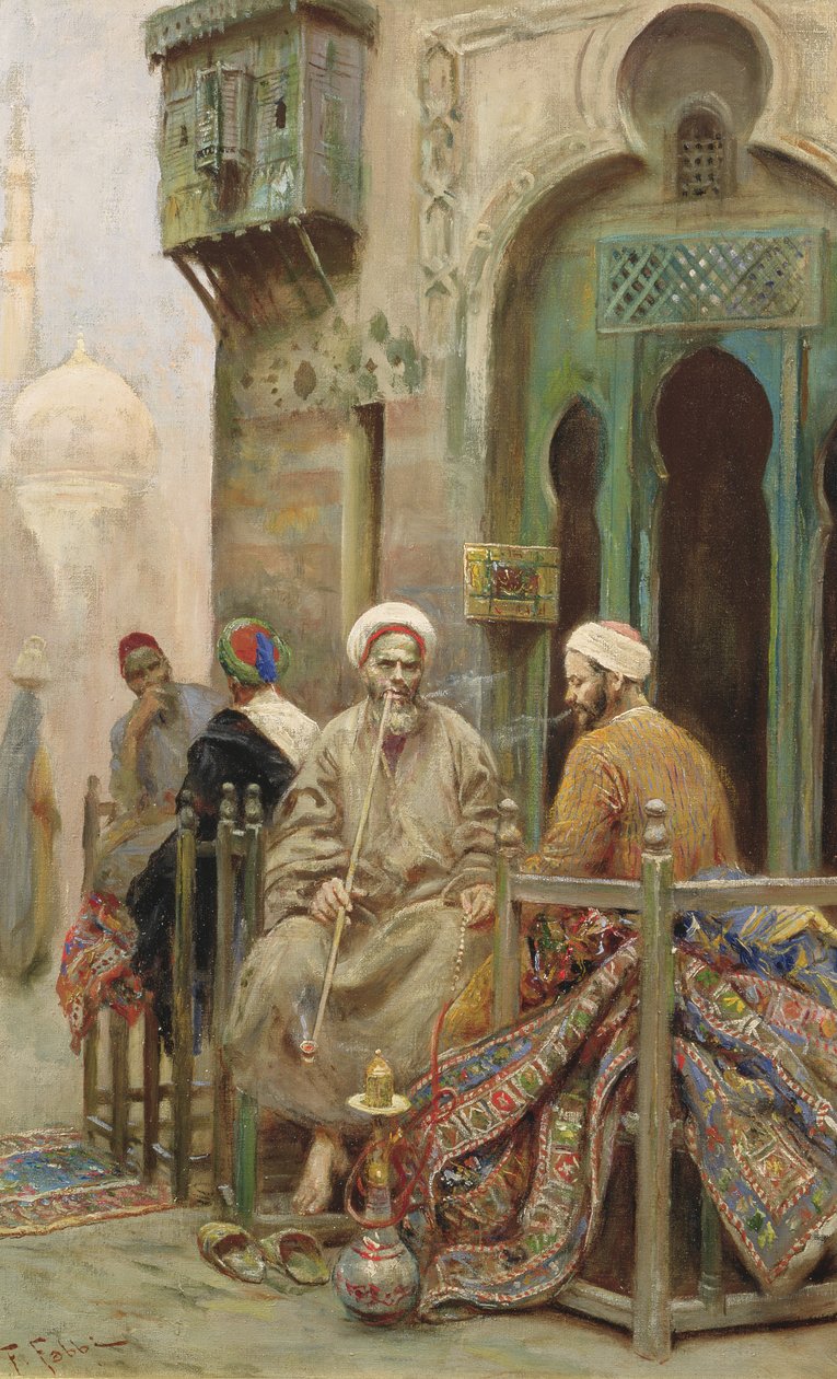 The Afternoon Smoke, n. 1888 (öljy kankaalle) tekijältä Fabio Fabbi