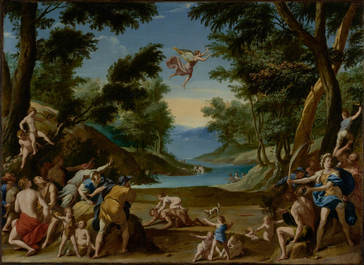 Cupid ja Pan, n. 1600 tekijältä Federico Zuccaro