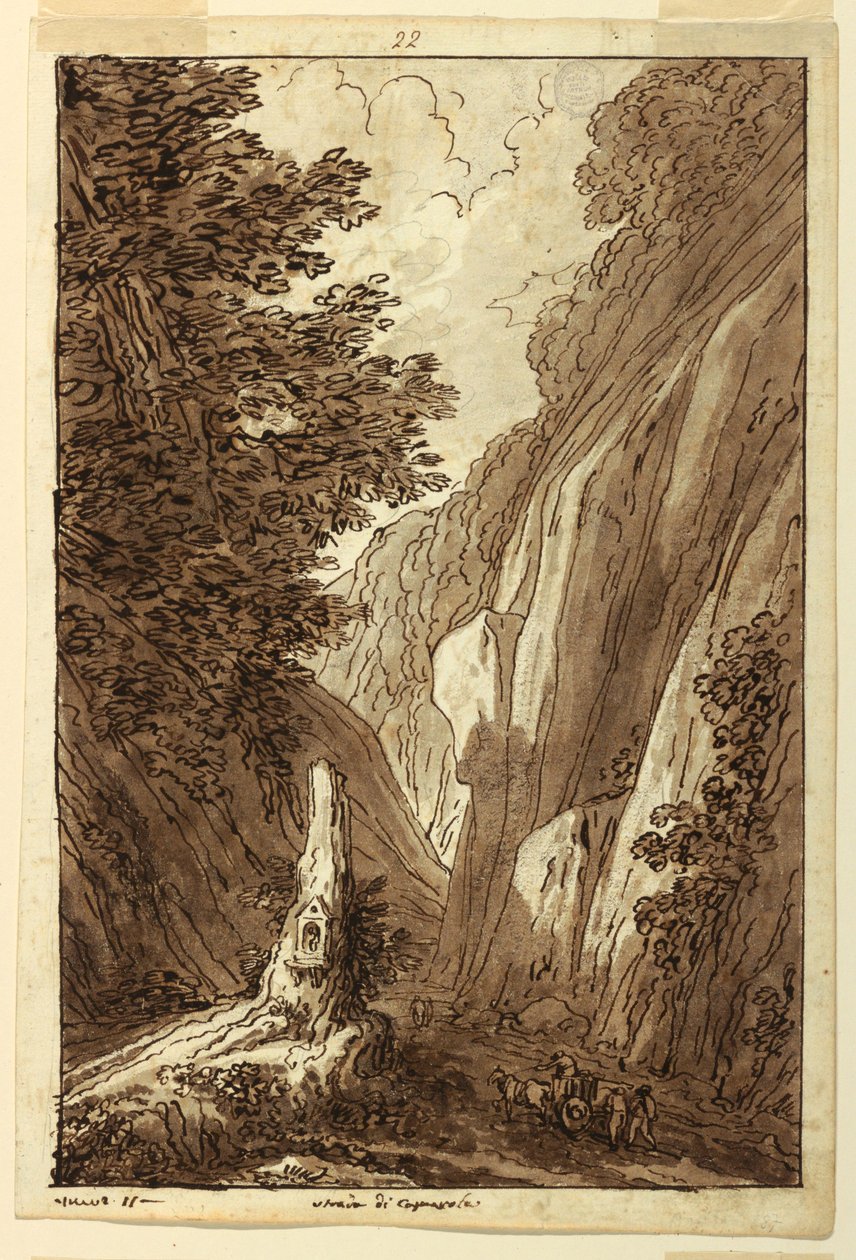 Piirros, Tie Caprarolaan, n. 1813. tekijältä Felice Giani