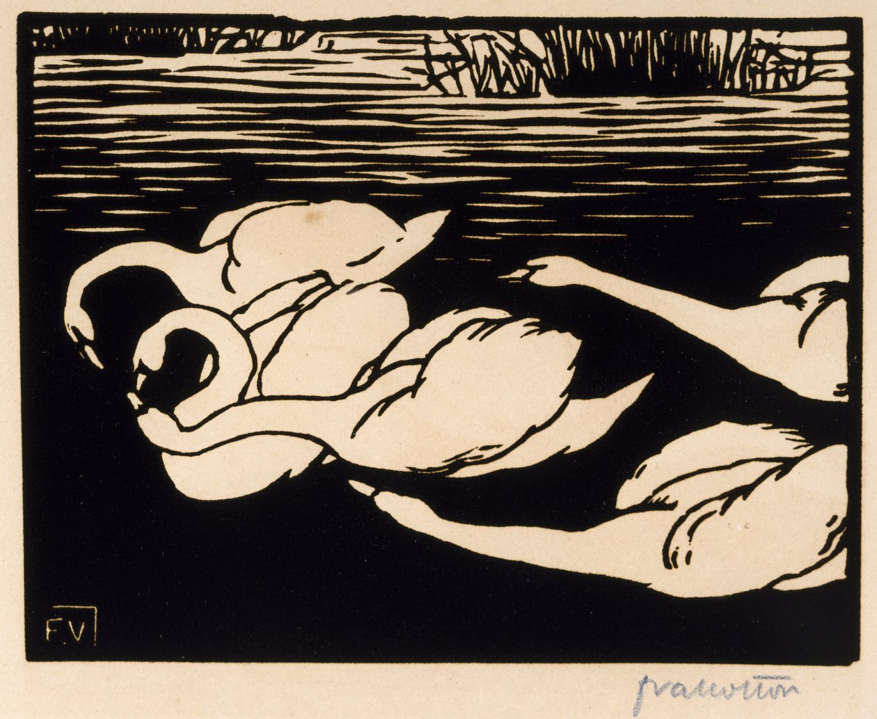 Joutsenet, 1892 tekijältä Felix Edouard Vallotton