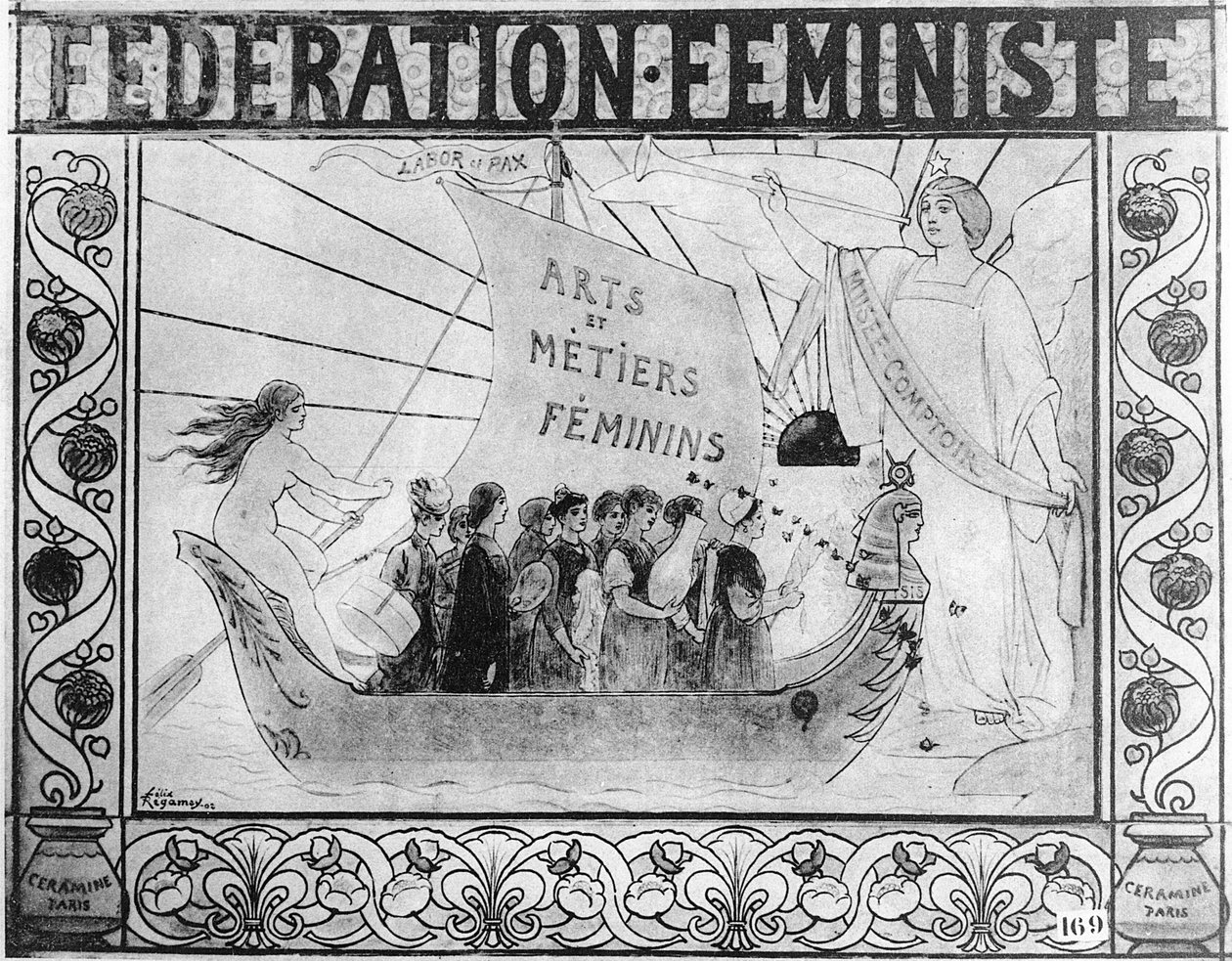 Feministiliittoa mainostava juliste, Ceramine, Pariisi, 1902. tekijältä Felix Regamey