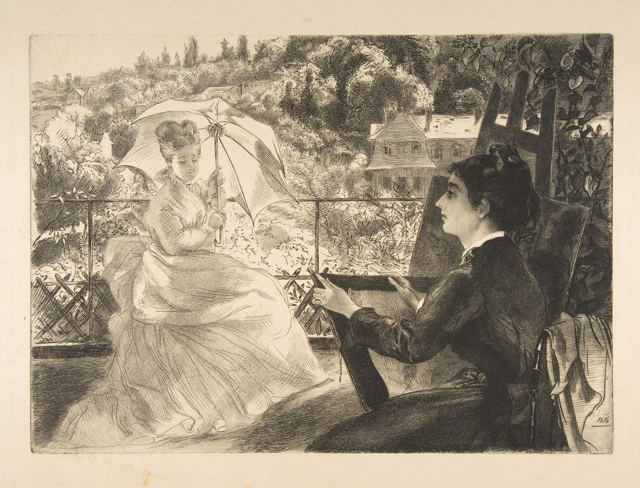 Villa Brancasin terassi, 1876. tekijältä Felix Bracquemond