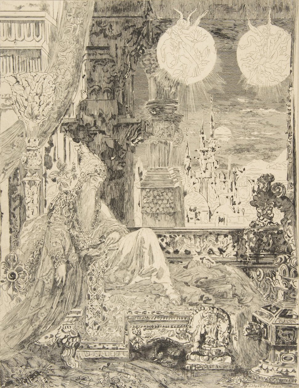 Mogulin asukkaan unelma, 1886. tekijältä Felix Bracquemond