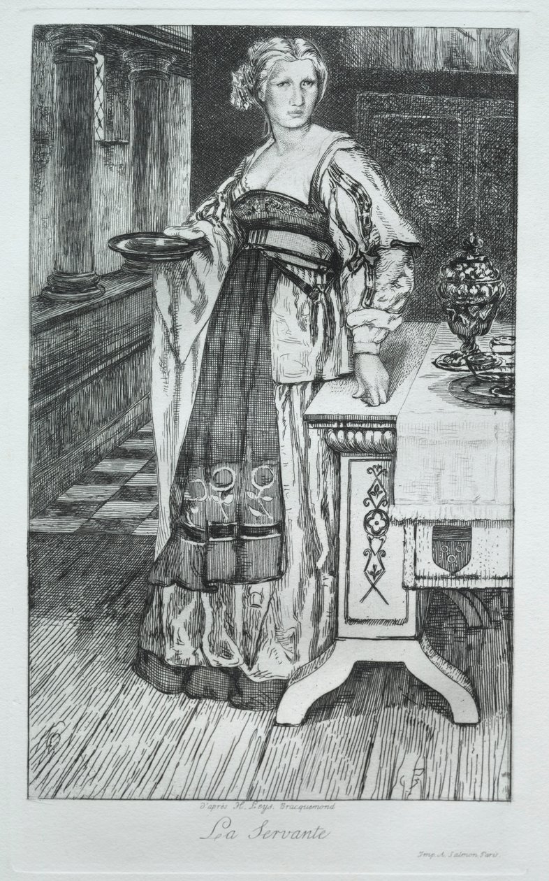 Maidservant, H. Leysin mukaan, 1868. tekijältä Felix Bracquemond